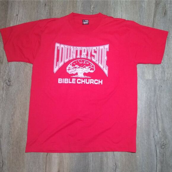 VTG 90's Countryside Single Stitch Shirt Large L Bible Church Camp USA Made - Picture 1 of 5